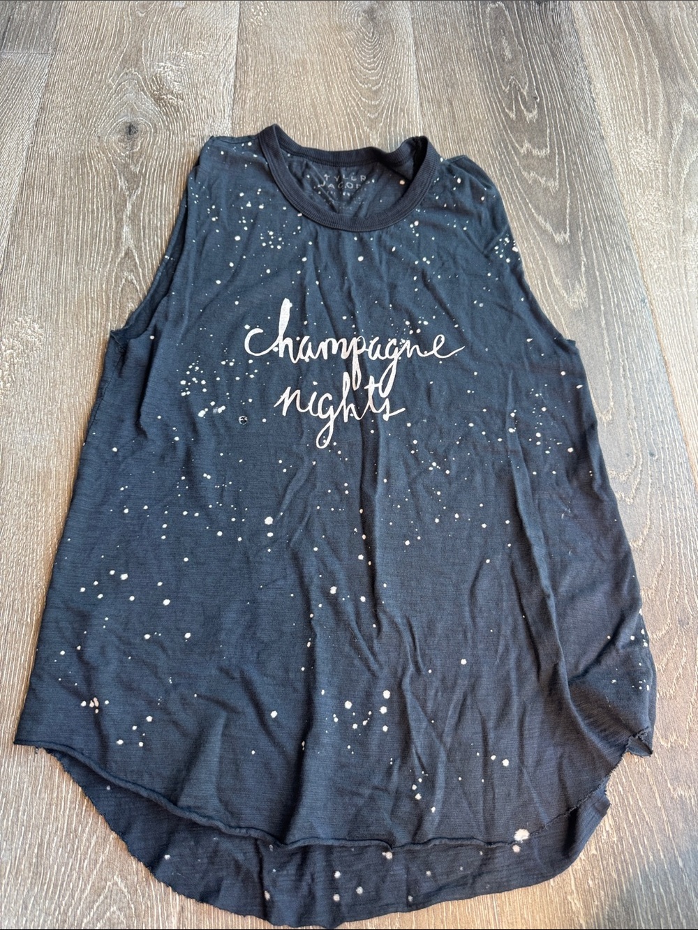 Black 'Champagne Nights' Graphic Tank Top AZ0685